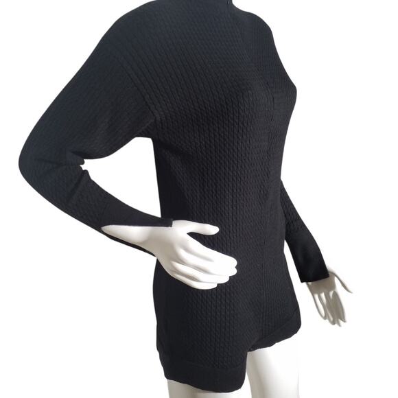 WeWoreWhat Black Mock Neck Sweater Romper XS Zip Front Long Sleeve - Picture 2 of 9